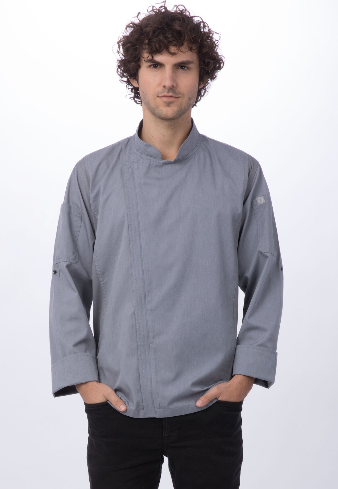 Chef Works® Kochjacke HARTFORD COOL VENT & lite, Reißverschluss, Grau, Größe L