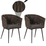 thumbnail of Conjunto de 2 cadeiras de jardim em alumínio HWC-N38, apoio de braço para cadeira de exterior, corda Olefin corda ~ castanho Almofada cinzento escuro