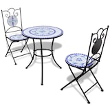 thumbnail of Set de mesa y sillas de jardín 3 pzas con mosaico azul y blanco