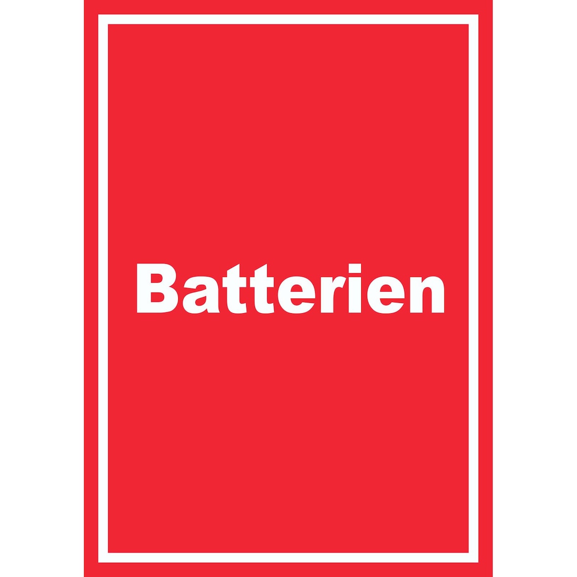 Batterien Mülltrennung Schild mit Text hochkant A1 Rückseite selbstklebend