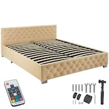 thumbnail of tectake Gestoffeerd bed met LED-strips & opbergruimte - beige, 180 x 200 cm - 405978