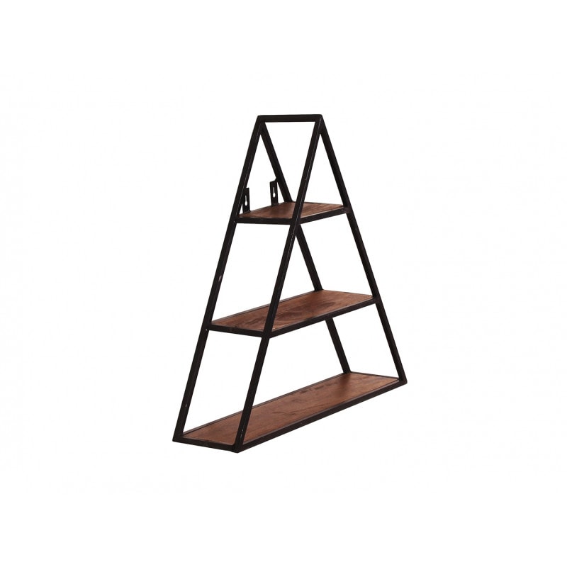 Etagère murale triangulaire industrielle en bois de manguier massif Pamela