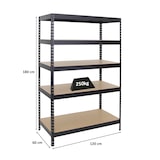 thumbnail of PROREGAL Schwerlastregal Rivet HxBxT 180x120x60cm Fachlast 250kg, Innovatives Stecksystem, Schwarz, Garagenregal, Lagerregal, Steckregal, Kellerregal