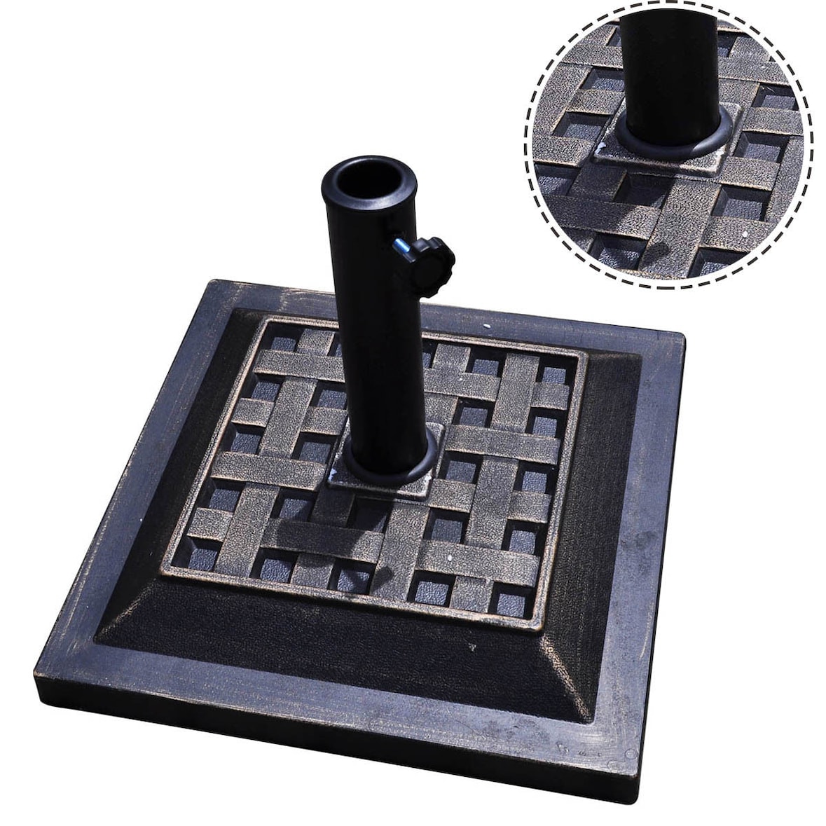 Helloshop26 - Quadratischer Sonnenschirmständer Schirmhalterung für φ38 mm oder φ48 mm 440 x 440 x 330 mm optimale Stabilität 20_0020887