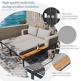 thumbnail of Merax Outdoor Patio Daybed, Double Lounge Bed, Doppelliege & Sonnenliege, wasserdichtes Sofabett mit Regalen, Grau
