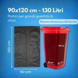thumbnail of G.M. DISTRIBUZIONE - 8 Sacchi Neri Grandi Resistenti 90x120 cm Plastica HDPE, 130 litri, Sacchetti Indifferenziata, Sacchi Spazzatura Buste Spazzatura
