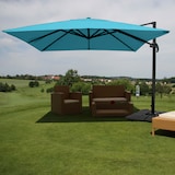 thumbnail of Gastronomie-Ampelschirm HWC-A96, Sonnenschirm, 3x3m (Ø4,24m) Polyester/Alu 23kg ~ türkis mit Ständer, drehbar