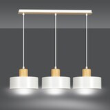 thumbnail of Sospensione Nordica 3 Luci Surya In Acciaio Bianco E Legno
