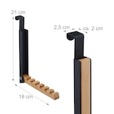 thumbnail of Relaxdays Türgarderobe klappbar 2x, zum Einhängen, Türhaken 6 Kleiderbügel, Metall & Holz, für 2 cm Türfalz, schwarz
