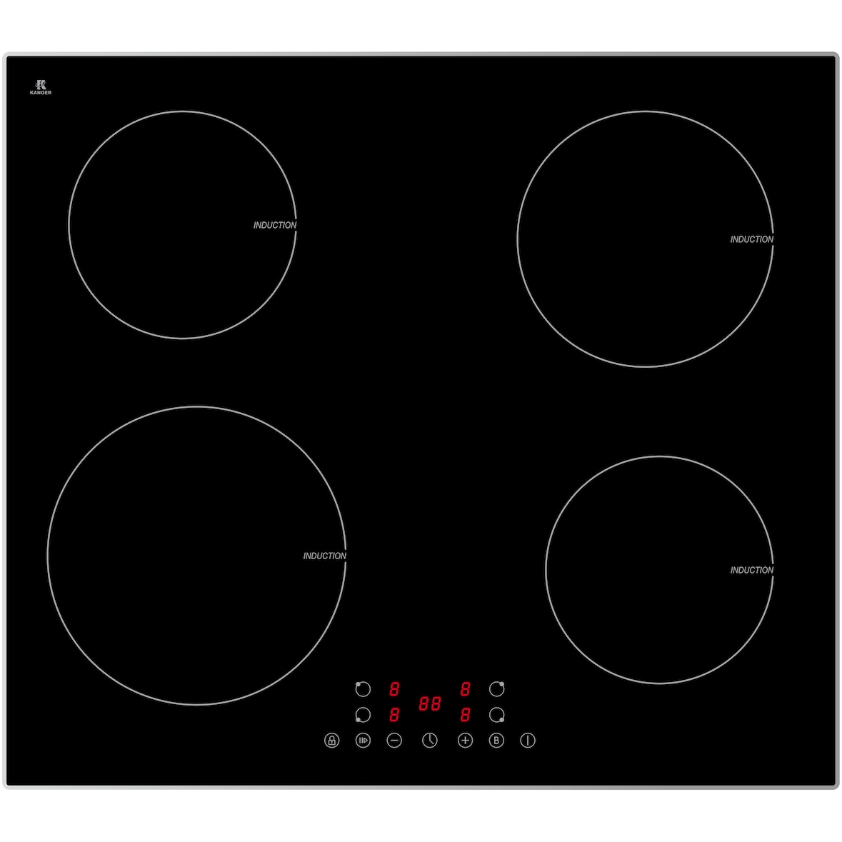 PKM IN4B-3 G Induktions-Glaskeramikkochfeld mit 4-fach Booster, 7200 W