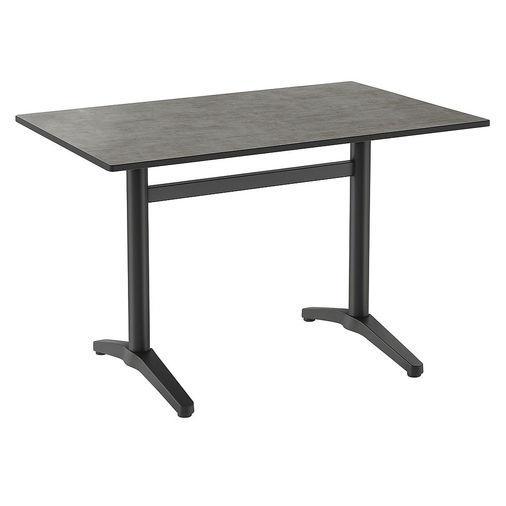 Gastro Outdoor Terrassentisch Richard Double | 120x80 cm | HPL Compact Zement Grau