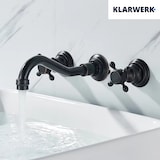 thumbnail of JULIAAN | Vintage 3-gats badkamerkraan wandmontage zwart mat | Keuken Retro RVS Kraan Spoelbak | Antieke 2-greepsmengkraan wandgastro