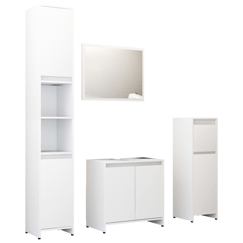 vidaXL 4-tlg. Badmöbel-Set Weiß Holzwerkstoff 30x30x183,5cm