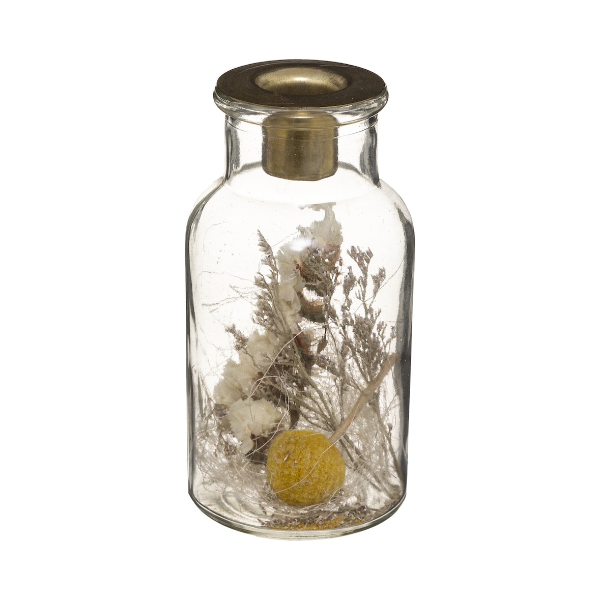 Bougeoir Chandelier en Verre déco Fleurs séchées  H 13 cm