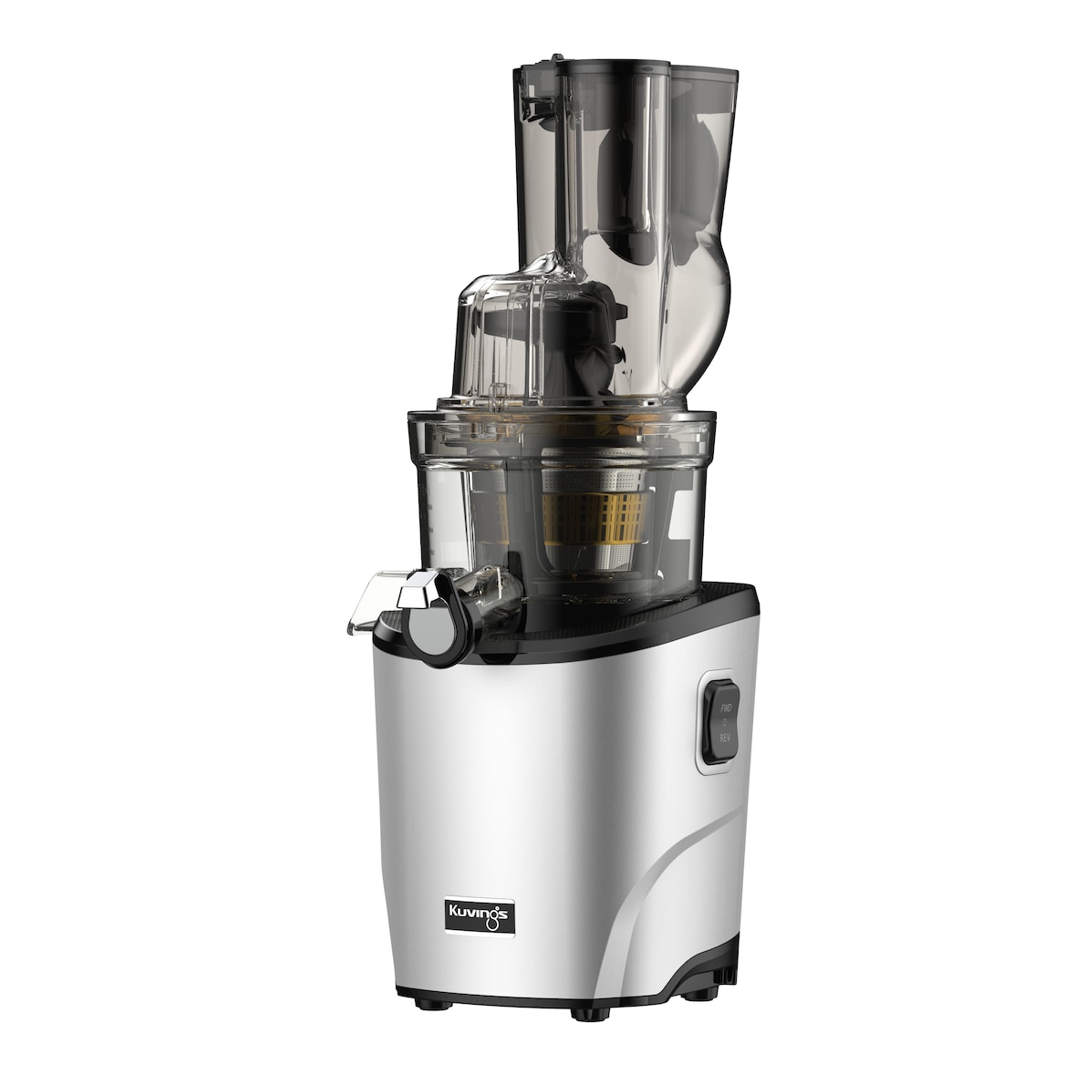Extractor de zumos Cold Press - Kuvings REVO830 Light Silver, 48 rpm, 240 W, doble tolva, sistema autocortante