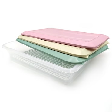 Pack 6 Bandejas para Descongelação de Alimentos de 4,2 L (Tampas em Cores Sortidas) - Sem BPA. Para serviços de buffet, restaurantes, cozinhas..