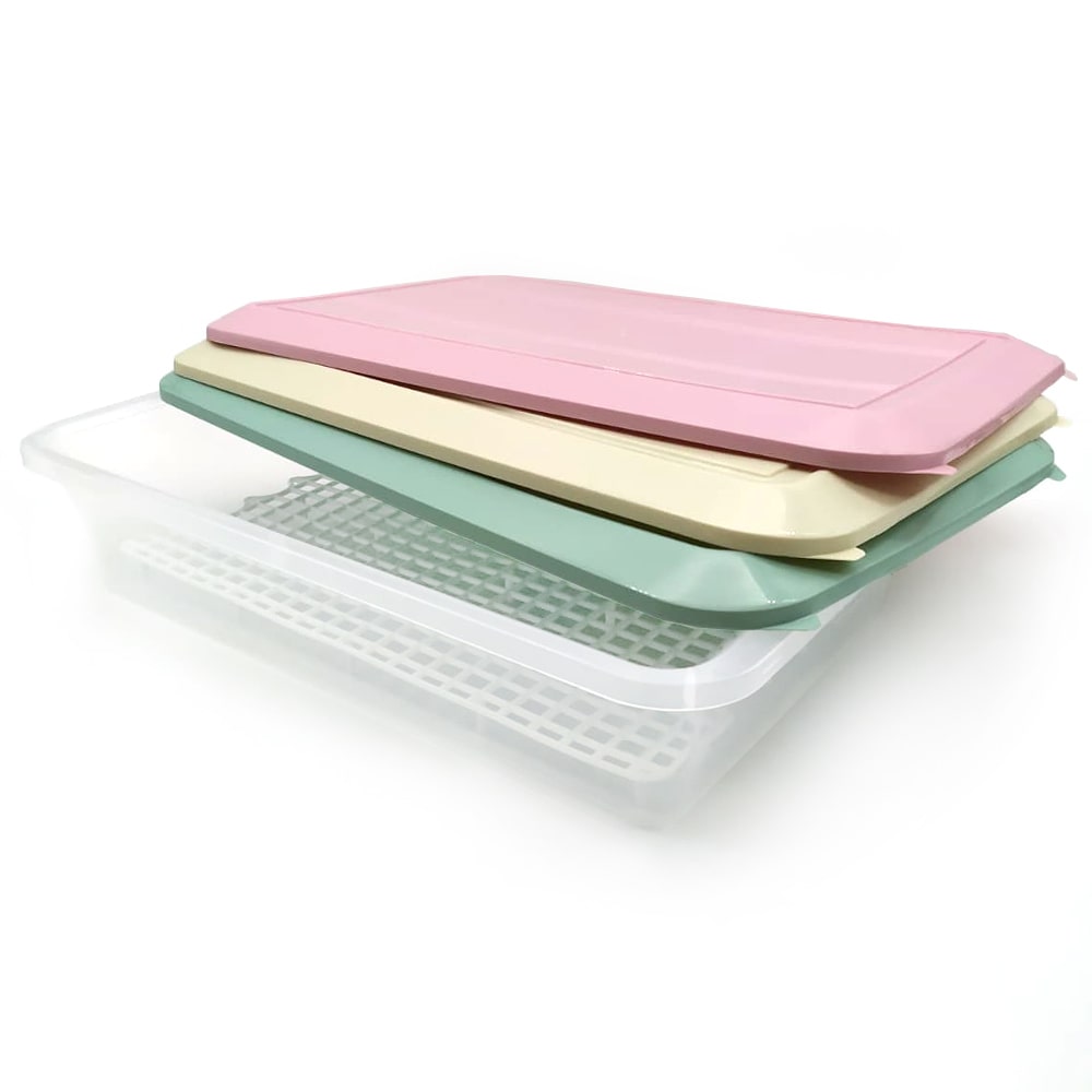 Pack 6 Bandejas para Descongelação de Alimentos de 4,2 L (Tampas em Cores Sortidas) - Sem BPA. Para serviços de buffet, restaurantes, cozinhas..