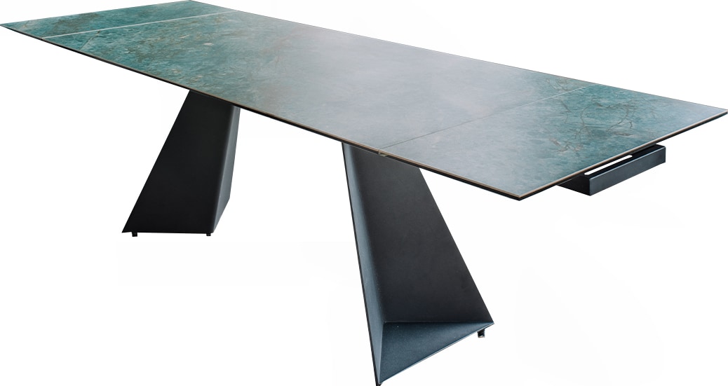 KAWOLA Ausziehtisch LODI Esstisch Keramik grün 200x100cm