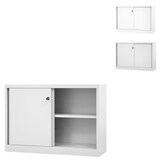 thumbnail of BISLEY ECO Schiebetürenschrank aus Metall abschließbar 2 OH in lichtgrau Aktenschrank Werkzeugschrank Schrank mit Schiebetüren