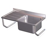 thumbnail of Fregadero colgante con palomillas, cubeta a la derecha y escurridor