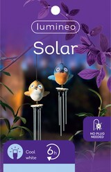 thumbnail of 1 Solar LED Windspiel Vogel 11x29cm Keramik Metall Klangspiel Außenbereich Hängend Outdoor Dekoration Hängeleuchte Gartenlichter Kaltweiß
