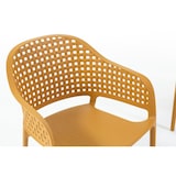 thumbnail of Set salotto da giardino con divano, 2 poltrone impilabili e tavolino in polipropilene intrecciato, terrazzo, piscina, bar, resistente – Sirmione- Ocra