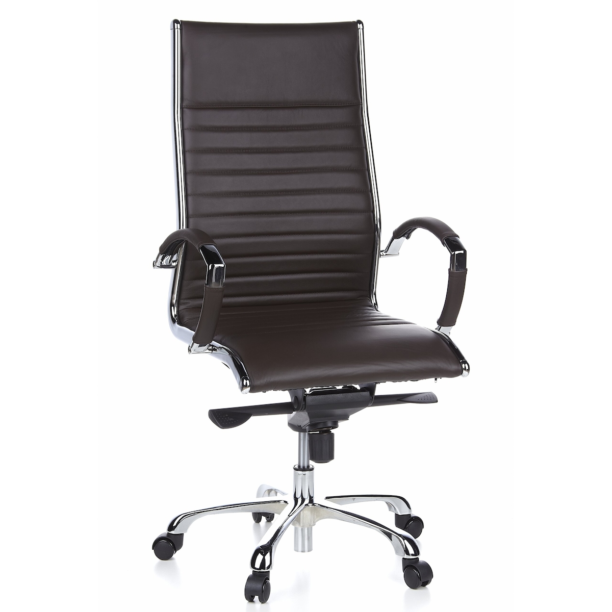 Bürostuhl / Chefsessel PARMA 20 Leder braun Chrom hjh OFFICE