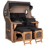 thumbnail of Strandkorb - bene living - Ammersee Teak Bullauge - PE grau - Skyline Frankfurt - Liftersystem