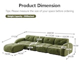 thumbnail of Merax Modulares Sofa 4-Sitzer mit Hocker, Cloud Sofa mit runden Armlehnen, Chenille weich, rahmenlos bodennah, Lounge Sofa, Grün