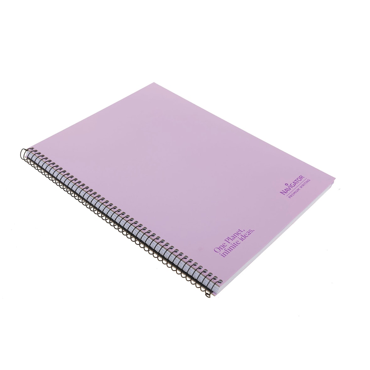 Caderno A4+ capa extra rígida 80H 80G pautado microperfurado 1 faixa colorida Navigator Lavanda
