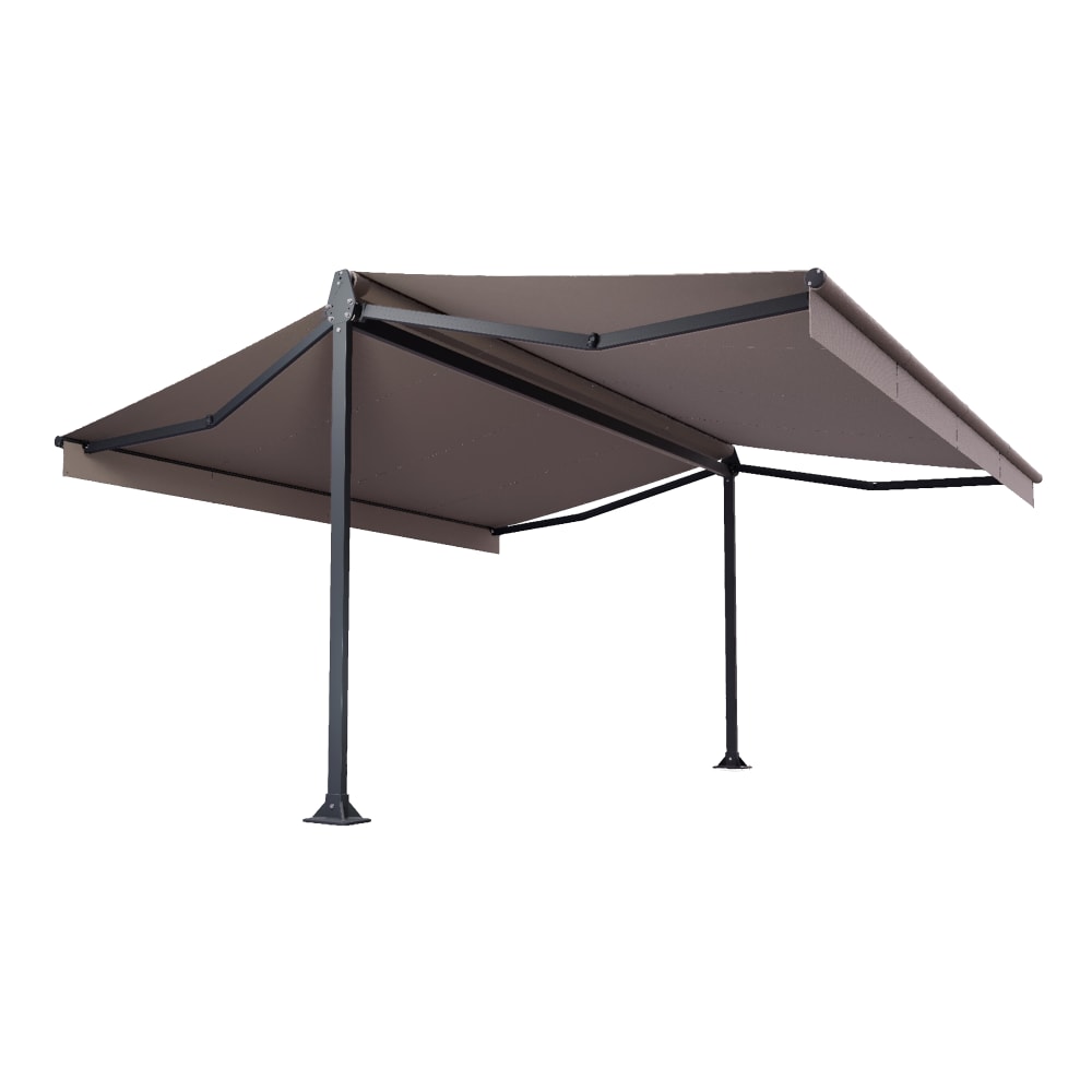 Store double pente Mabay 4,20x2x2,00 M Intersun Manuel (Manuelle - Gris anthracite structuré RAL7016ST - Taupe 300g/m²)