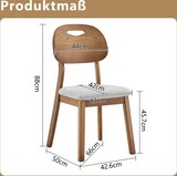 thumbnail of Gepolsterter Esszimmerstuhl 2er Set Gummibaumholz Grau 43x42x45,7 cm
