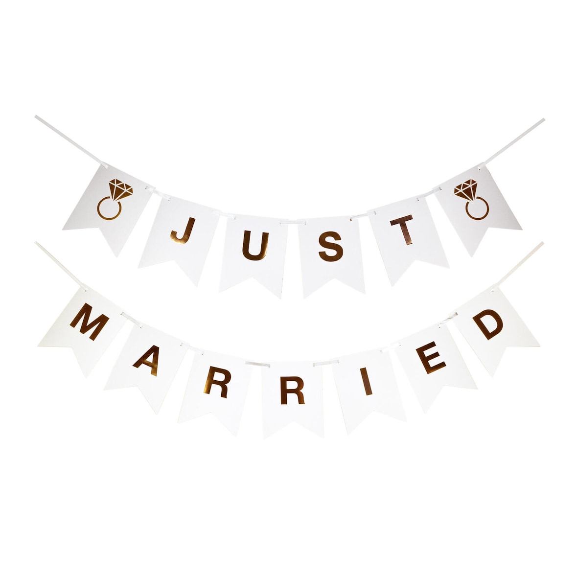 6x Wimpelkette Banner Hochzeit 'Just married' ca. 1,2m