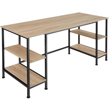 tectake Bureau informatique STOKE 137x55x75cm - Bois clair industriel, Chêne Sonoma - 404347