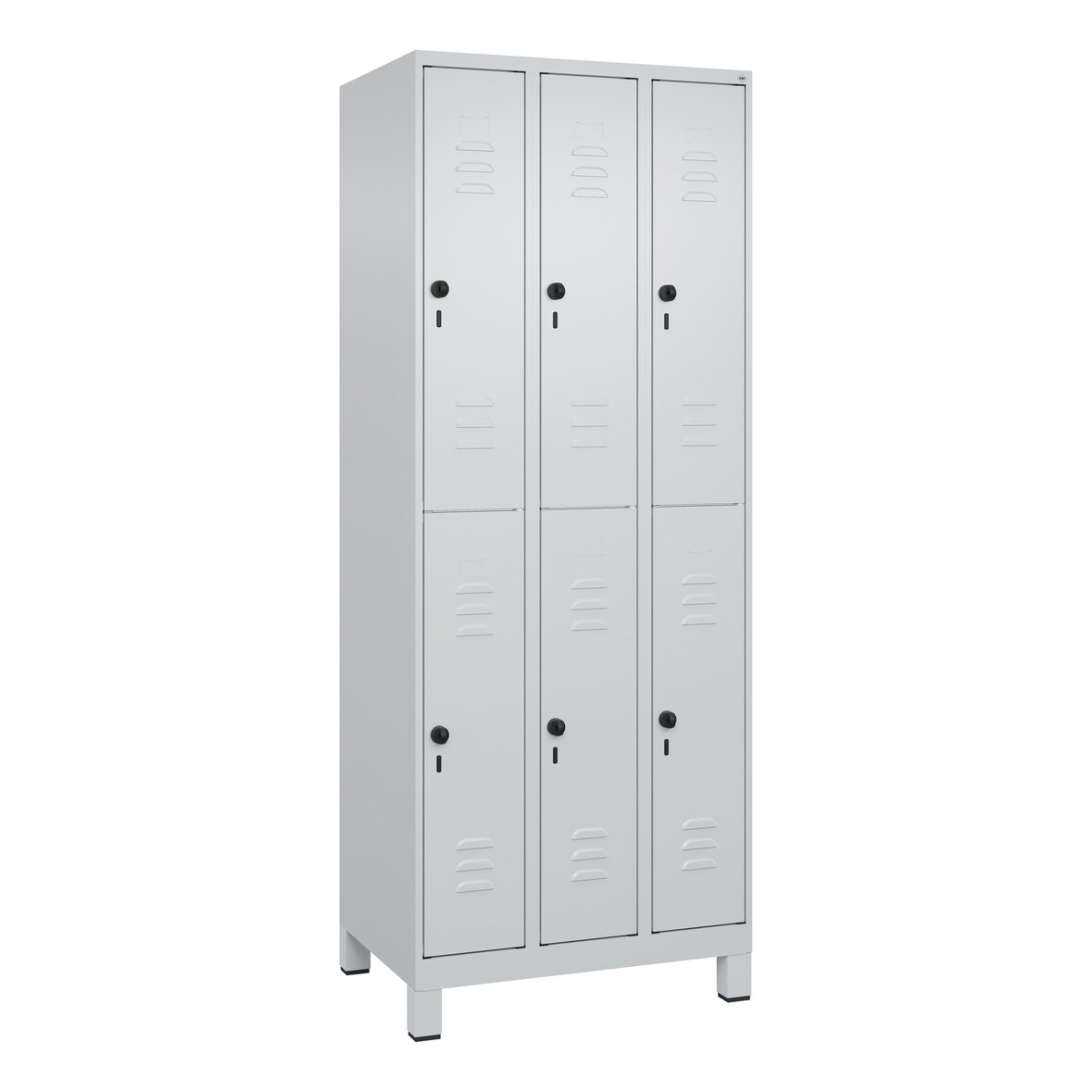 C+P Spind Classic PLUS, Füßen, 6 Abteile, HxBxT 195x75x50cm, Sicherheitsdrehriegel, Anthrazit von PROREGAL