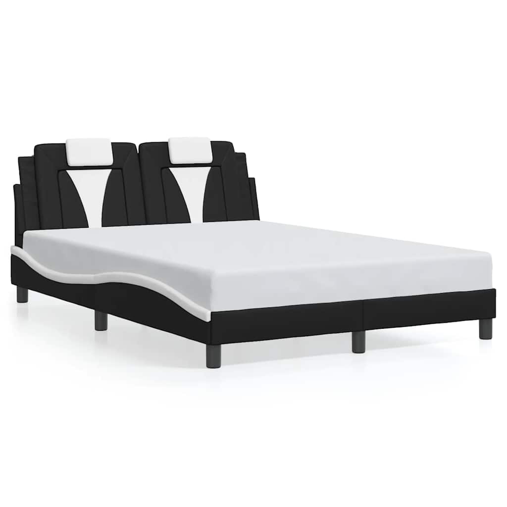 vidaXL Bettgestell "Viana" ohne Matratze Schwarz und Weiß 140x190 cm Kunstleder