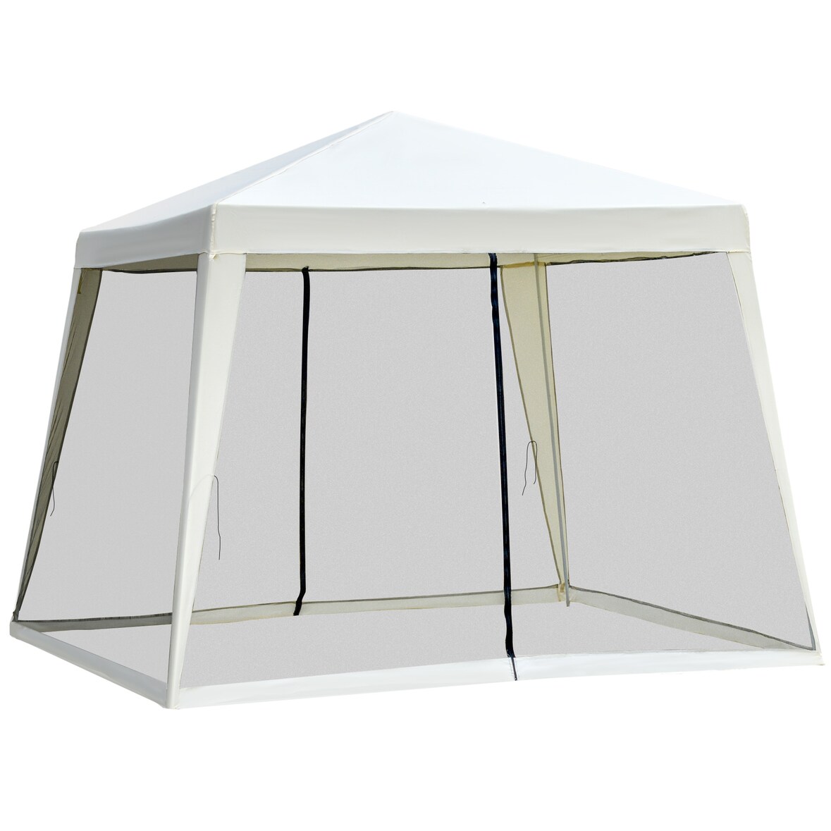 Outsunny - Gartenpavillon - 3x3m - Metall und Polyester - cremeweiß