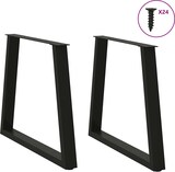 thumbnail of vidaXL Esstisch Beine V-Form 2 Stück Schwarz 70x(72-73,3) cm Stahl