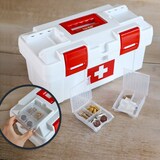 thumbnail of HMF Erste Hilfe Kasten zur Medikamenten Aufbewahrung, Medizinbox leer für Sportverein, Betrieb oder Zuhause, 37 x 20 x 18,5 cm, Weiß-Rot