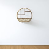 thumbnail of WellHome - Wandregal Holz Metall Rund Gold