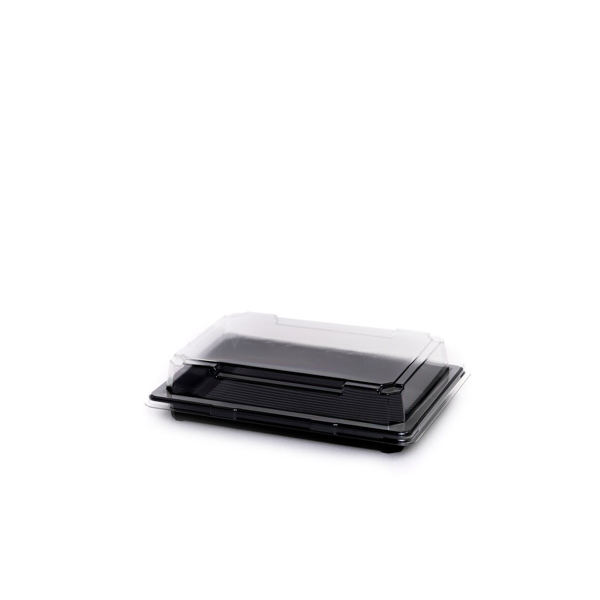 Paperlynen Horeca contenitori sushi in PET nero + coperchio trasparente  185x129x200 mm, 50 pezzi