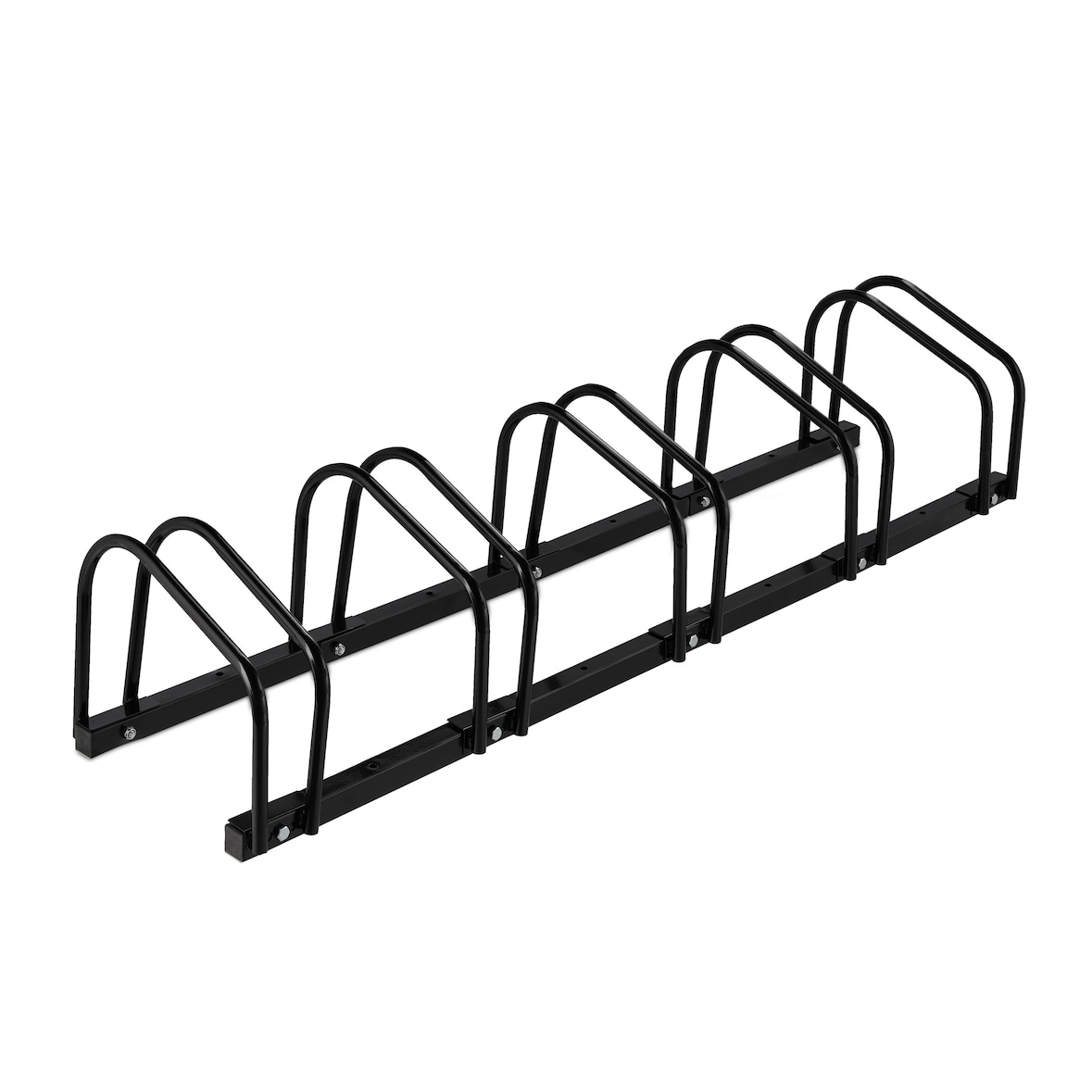 Relaxdays Fahrradständer Boden, für 5 Räder, bis 60 mm Reifenbreite, Metall, Garage, Fahrrad-Aufstellständer, schwarz