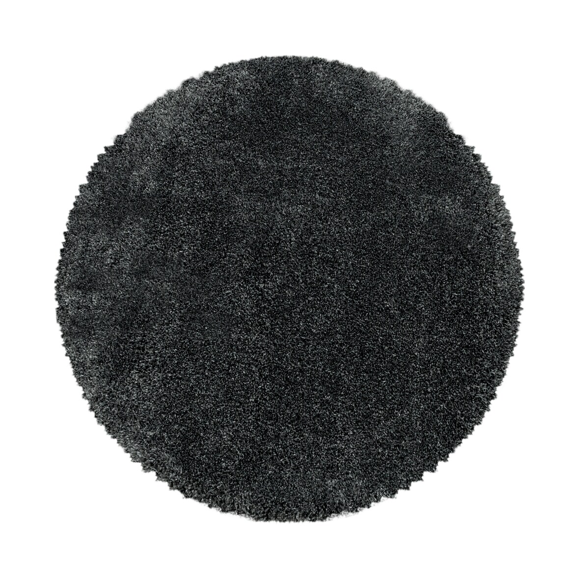 Carpetsale24 Shaggy Hochflor Teppich Grau 160 cm Rund Extra Weich & Waschbar - Jute Rückseite, Einfarbig & Flauschig für Wohnzimmer & Schlafzimmer
