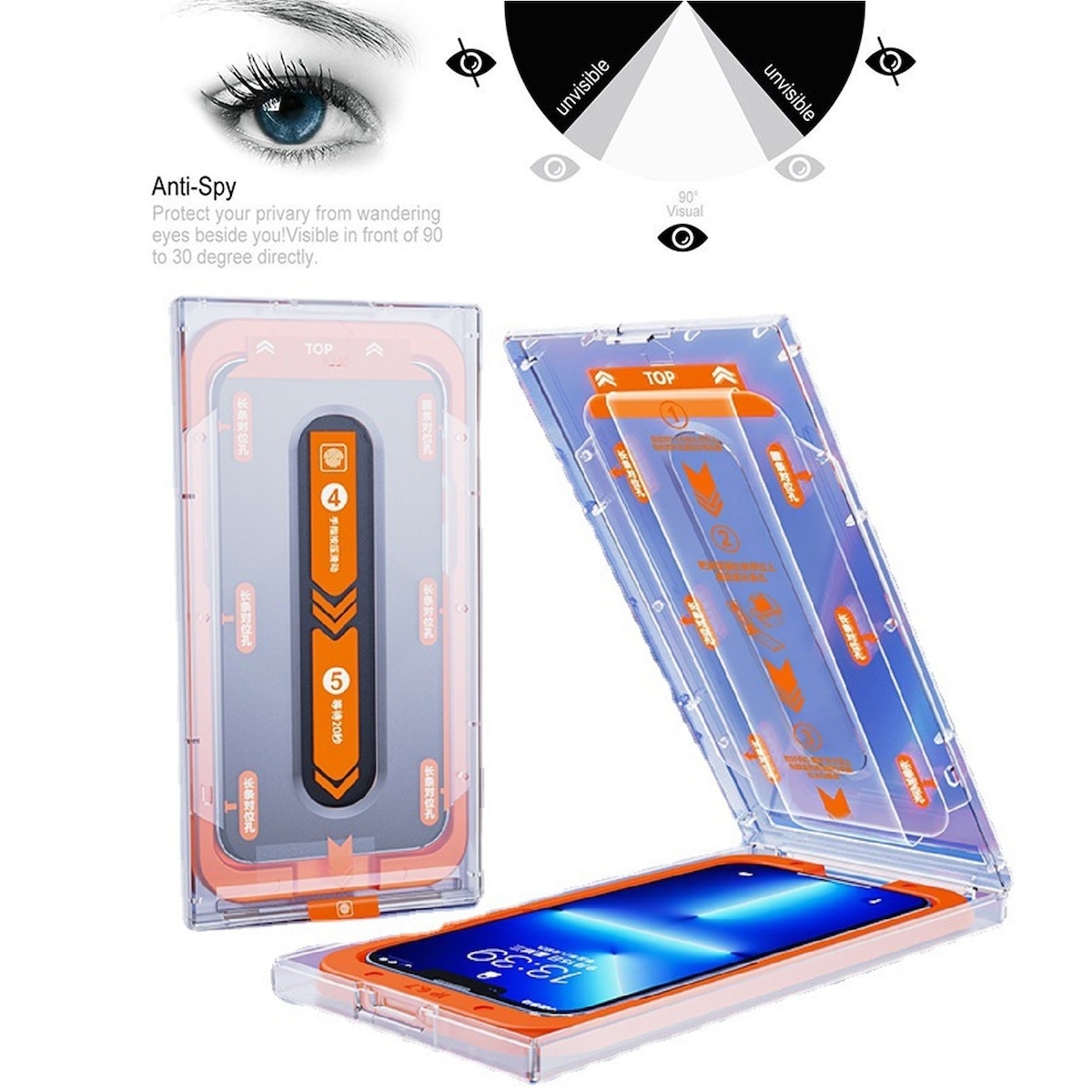 6x Blickschutz 9H Panzerglas für iPhone 15 Full-Screen Anti-Spy Displayschutz Schutzglas Schuzfolie Tempered Hartglas Screen Protector