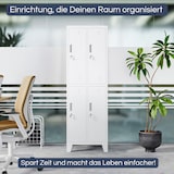 thumbnail of Umkleideschrank Spind BERLIN 4 Abteile Etikettenhalter Lüftungsschlitze Umkleidespind Schließfachschrank Garderobenspind 172x55,9x45cm Weiß