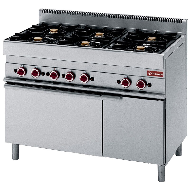Fourneau 6 feux - sur four gaz et armoire - Diamond