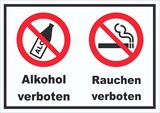 thumbnail of Schild Alkohol Rauchen verboten A1 Rückseite selbstklebend
