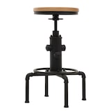 thumbnail of 2er-Set Barhocker | Sitzhöhe 61-85cm | Natur | Barstuhl Tresenhocker höhenverstellbar drehbar Fußablage Industrial Eisen Massiv-Holz