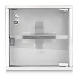 thumbnail of Relaxdays Medizinschrank EMERGENCY, Edelstahl/Glas, HxBxT:30x30x12cm, abschließbar, 2 Ablagen, Apothekerschrank, silber