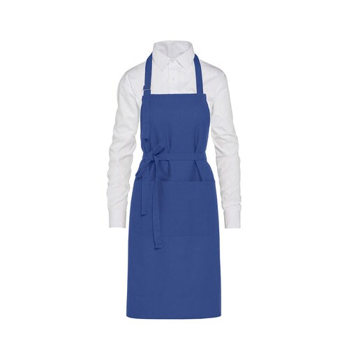 LISBON - Cotton Heavyweight Bib Apron with Pocket: One Size / Royal Blue